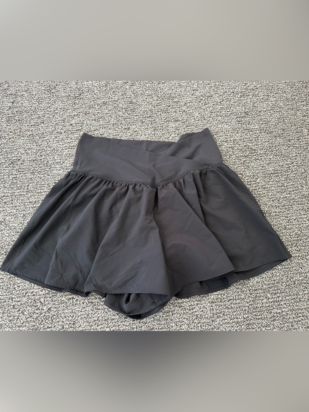 aerie Black Athletic Shorts with Flared Overlay